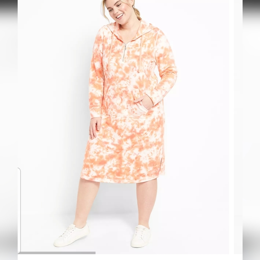 LIVI LANE BRYANT HOODIE DRES TIE DYE ROSE ORANGE NEW PLUS SIZE 26/28 COMFORTABLE